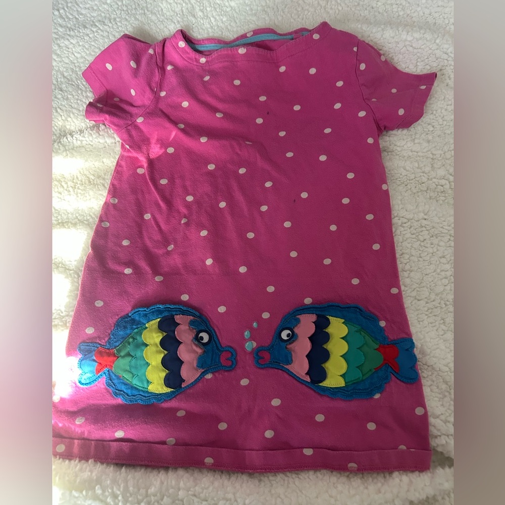 Mini Boden Pink Printed Fish Tunic Dress 6/7 years
